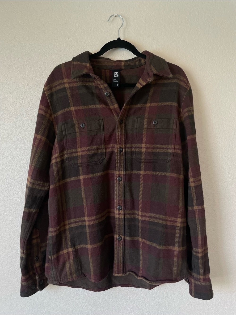 Mountain Hardwear Men’s M 100% Organic Cotton Plaid Flannel Brown